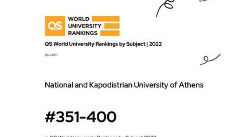 Σημαντική Διάκριση του Τμήματος Φυσικής του ΕΚΠΑ σύμφωνα με την κατάταξη της QS για το 2022